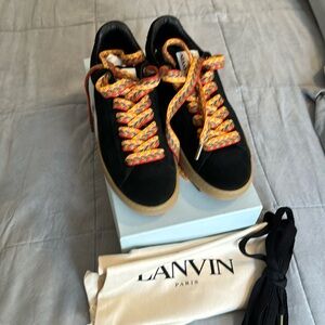 Lanvin lite curb sneakers black suede